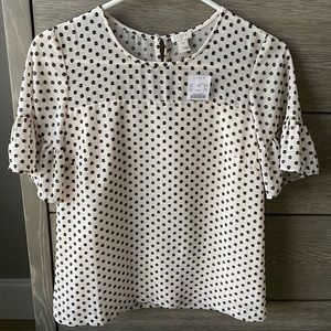 J. Crew NWT white polka dot blouse top size XS